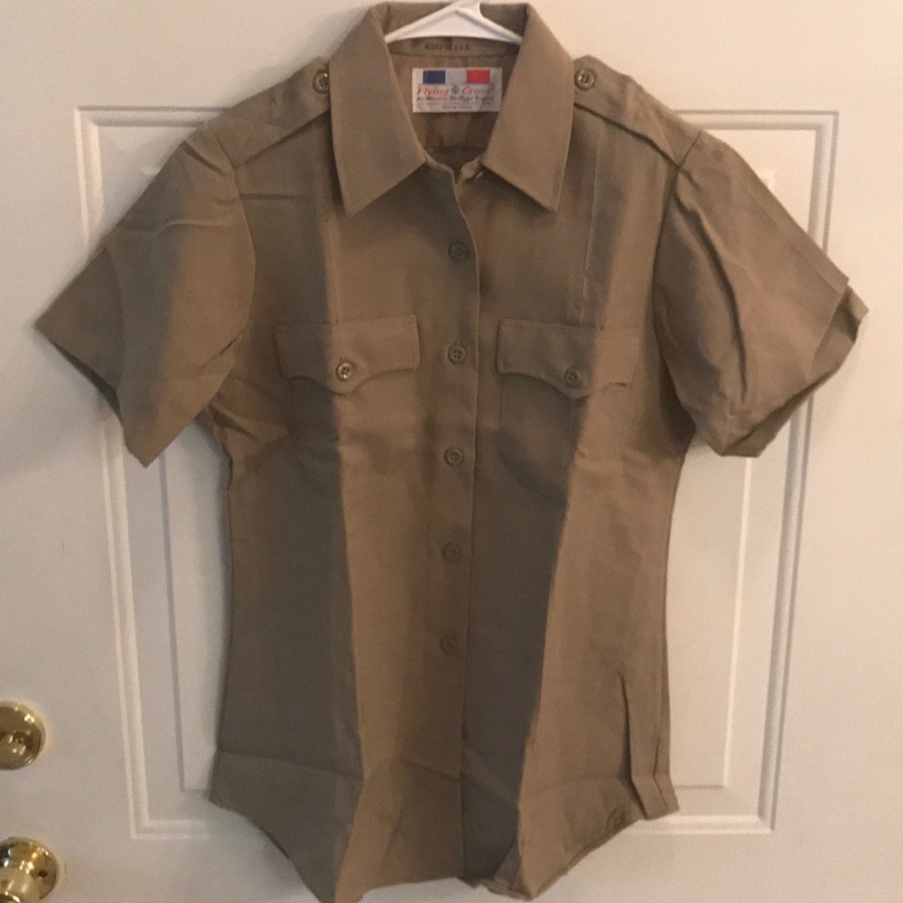 Flying Cross Mens Tan Uniform Button Down NWOT